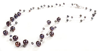Jwl Luxury Pearls Halskette aus echten schwebenden dunklen Perlen gefertigt Jl0325 