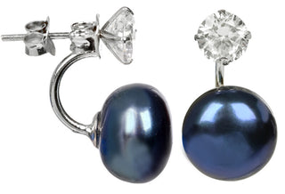 Jwl Luxury Pearls Pendientes de plata con perla azul auténtica y cristal 2In1 Jl0225 