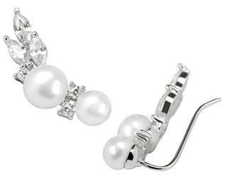 Jwl Luxury Pearls Orecchini Longitudinali In Argento Con Perle Vere E Cristalli Jl0300