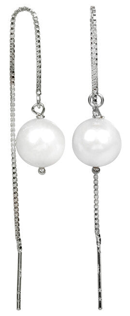 Jwl Luxury Pearls Silver Hook Earrings With White Pearl Jl0204 