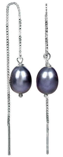 Jwl Luxury Pearls Orecchini A Gancio In Argento Con Perla Blu Metallizzata Jl0207