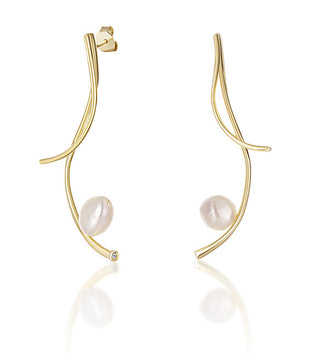 Jwl Luxury Pearls Orecchini Lunghi Placcati Oro Con Vere Perle Barocche Jl0682