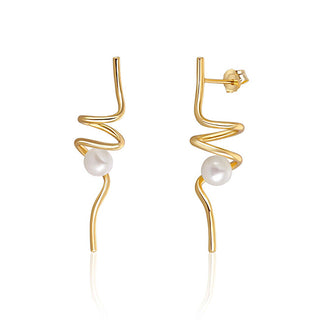 Jwl luxury pearls Long gold plated silver Orecchini con pearl JL0621