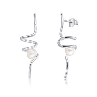 Jwl luxury pearls Long silver pearl Orecchini JL0620