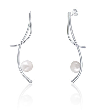 Jwl Luxury Pearls Orecchini Lunghi In Argento Con Vere Perle Barocche E Zirconi Jl0681