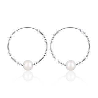 Jwl Luxury Pearls Orecchini A Cerchio In Argento Con Vere Perle Bianche Jl0633