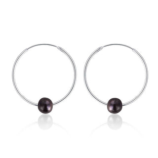 Jwl Luxury Pearls Orecchini In Argento A Cerchio Con Vere Perle Nere Jl0632