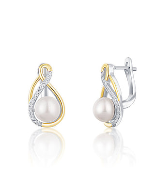 Jwl Luxury Pearls Elegante zweifarbige Ohrringe mit echten Perlen Jl0721 