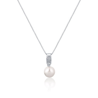 Jwl luxury pearls Elegant Collana con real pearl e zircons JL0748 (chain, Ciondolo)