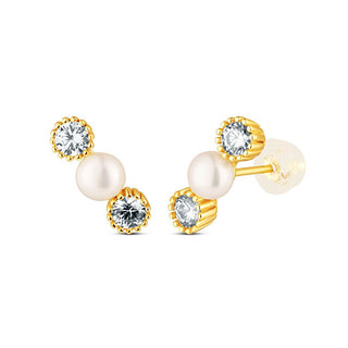 Jwl Luxury Pearls Eleganti Orecchini Placcati Oro Con Perle E Zirconi Jl0852
