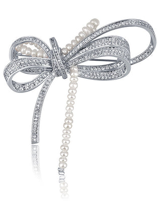 Jwl Luxury Pearls Spilla Da Donna Di Lusso Con Perline 2In1 Bows Jl0666