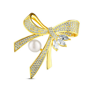 Jwl Luxury Pearls Spilla Da Donna Di Lusso Con Perla E Zirconi Bow Jl0868