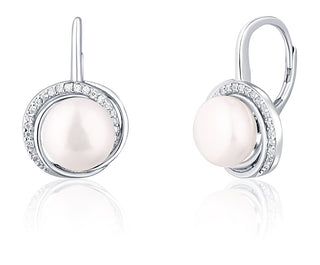 Jwl Luxury Pearls Orecchini Di Lusso In Argento Con Perla E Zirconi Jl0738