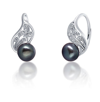 Jwl Luxury Pearls Orecchini Di Lusso In Argento Con Vera Perla Nera Jl0674