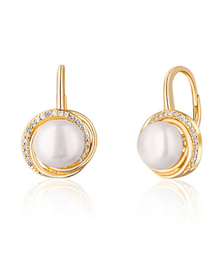 Jwl Luxury Pearls Orecchini Di Lusso Placcati Oro Giallo Con Vere Perle Di Fiume Jl0768