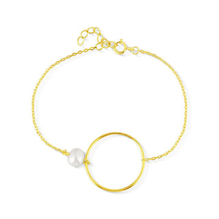 Jwl Luxury Pearls Pulsera minimalista chapada en oro con perla auténtica Jl0858 