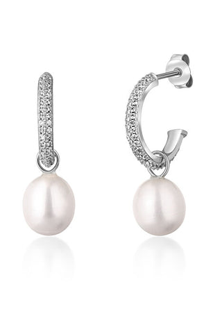 Jwl Luxury Pearls Preciosos Pendientes de Aro de Plata con Perlas Verdaderas 2 en 1 Jl0770 