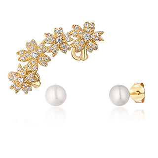 Jwl luxury pearls Beautiful set of gold-plated Orecchini (1x Orecchino, 2x stone Orecchino) JL0780