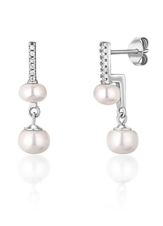 Jwl Luxury Pearls Fantasiosi Orecchini In Argento Con Perle Vere E Zirconi Jl0773
