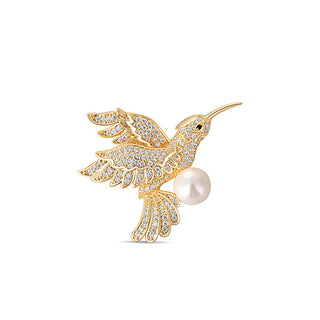 Jwl luxury pearls Charming gilded Spilla hummingbird con real pearl JL0516