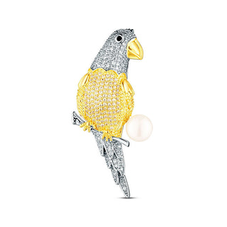 Jwl luxury pearls Charming gold-plated parrot Spilla con real pearl JL0870