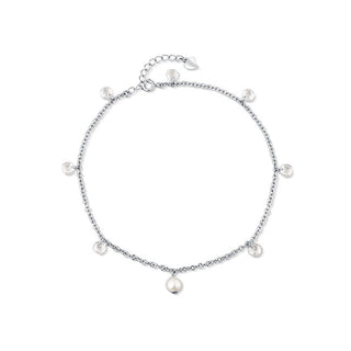 Jwl Luxury Pearls Cavigliera In Argento Abbagliante Con Perla E Cristalli Jl0805