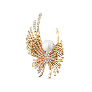 Jwl Luxury Pearls Spilla A Forma Di Angelo Placcata Oro Con Perla E Cristalli Jl0822