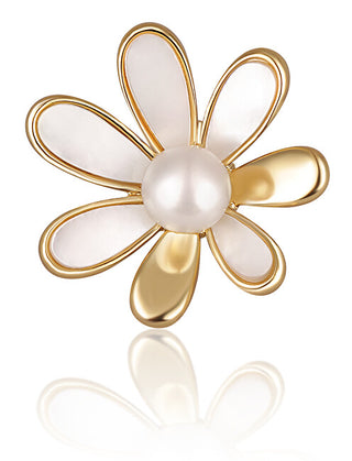 Jwl Luxury Pearls Broche plaquée or 2 en 1 avec véritable perle blanche et nacre Jl0661 