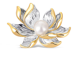 Jwl Luxury Pearls Bellissima Spilla Bicolore Con Perla 2In1 Fiore Di Loto Jl0698