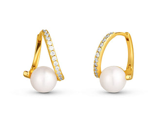 Jwl luxury pearls Decent Gold Plated Real Pearl and Cubic Zirconia Orecchini JL0850