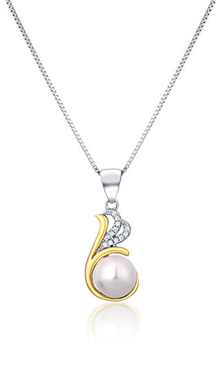 Jwl Luxury Pearls Collana Bicolore In Argento Con Vera Perla E Zirconi Jl0786 (Catena, Pendente)