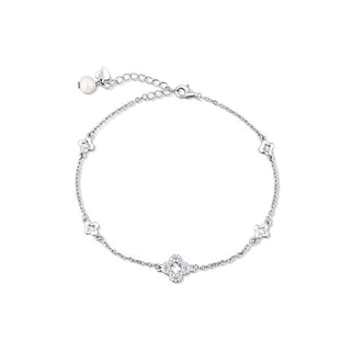 Jwl Luxury Pearls Cavigliera In Argento Con Quadrifogli E Perla D'Acqua Dolce Jl0803
