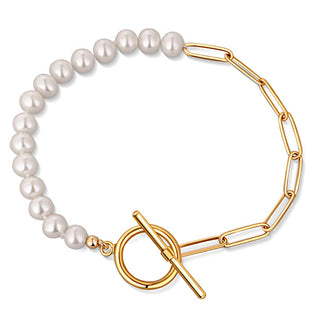 Jwl Luxury Pearls Trendiges vergoldetes Armband mit echten Flussperlen Jl0789 