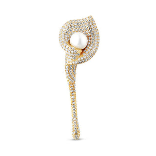 Jwl Luxury Pearls Spilla Dorata Scintillante 2 In 1 Con Fiore Di Calla Jl0815