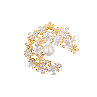 Jwl luxury pearls Glittering gilded Spilla 2in1 con real pearl e crystals JL0730
