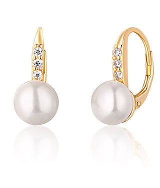 Jwl Luxury Pearls Boucles d'oreilles plaquées or jaune avec perles et zircons Jl0769 