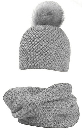 Karpet Set Berretto E Sciarpa collo Da Donna grigio chiaro