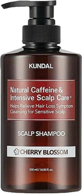 Kundal Anti-hair loss shampoo con caffeine Natural Caffeine & Intensive Scalp Care+ Cherry Blossom (Scalp Shampoo) - 500 ml