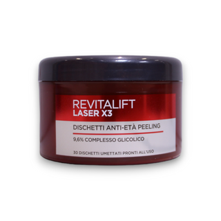 L'Oréal París Revitalift Laser Almohadillas despegables con ácido glicólico antienvejecimiento (30 unidades)