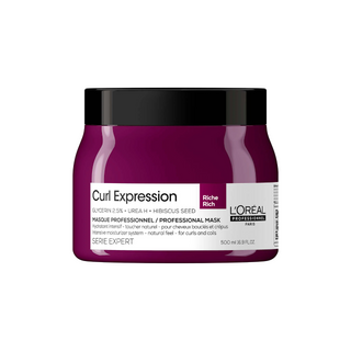 L'Oreal Professionnel Serie Expert Curl Expression Crema Trattamento Capelli Ricca di Glicerina 2,5% + Urea H + Semi di Ibisco Maschera Idratante Intensa 500 ml