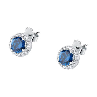 La Petite Story Eleganti Orecchini In Argento Con Zirconi Blu Argento Lps01Awv04