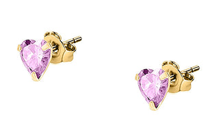 La Petite Story Orecchini A Cuore Placcati Oro Con Zirconi Rosa Argento Lps01Awv31