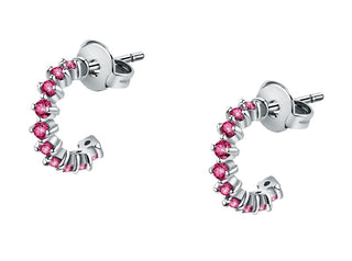 La Petite Story Orecchini Coordinati In Acciaio Con Cristalli Fucsia Lps01Ayq123