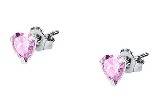 La petite story Silver heart Orecchini con pink zircons Silver LPS01AWV28