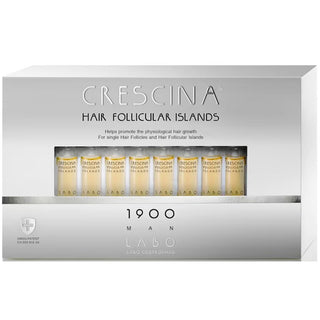 Labo Crescina Follicular Islands 1900 Per la stimolazione della crescita Fiale di siero per il trattamento Per il cuoio capelluto Per uomo 10 + 10 pezzi
