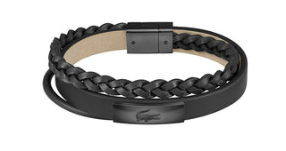 Lacoste Fusion Black Leather Bracciale 2040318