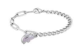 Lacoste Bracciale Da Donna In Acciaio Con Cristalli Viola Coccodrillo 2040554