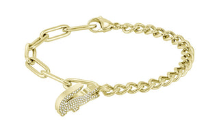 Lacoste Bracciale Da Donna Placcato Oro Con Cristalli Coccodrillo 2040147