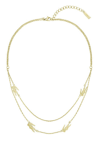 Lacoste Collana Doppia Placcata Oro Per Donna Coccodrillo 2040468