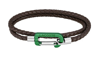Lacoste Bracciale In Pelle Intrecciata Marrone Matt 2040314